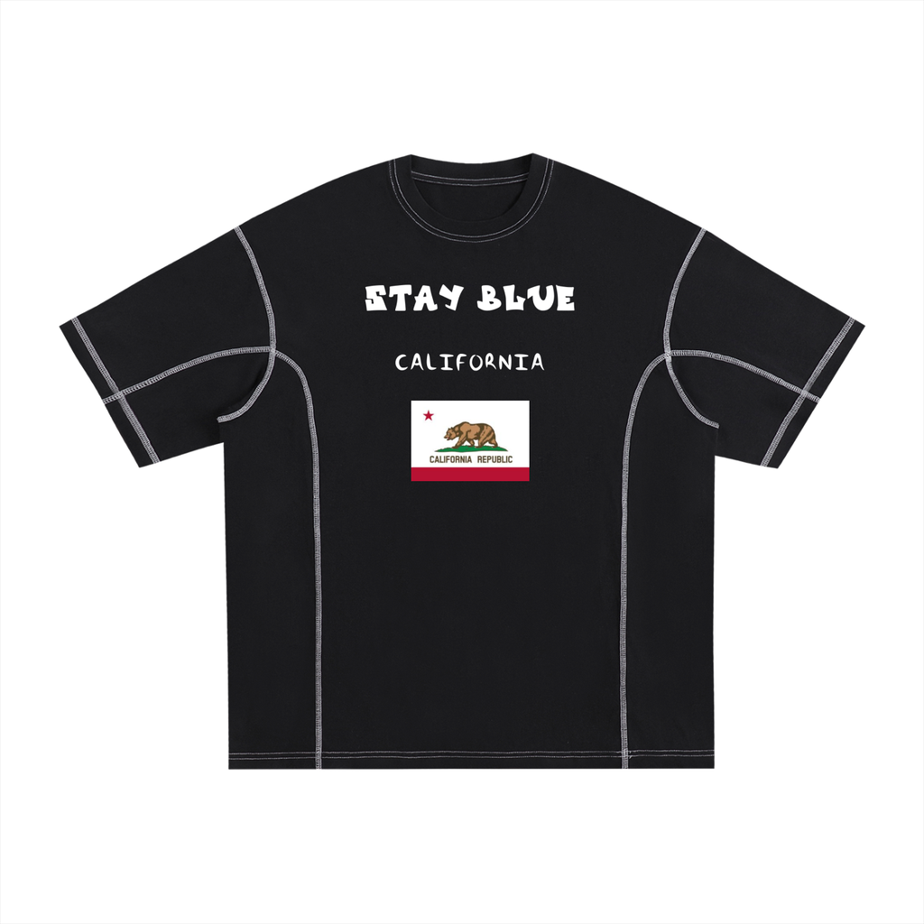 Streetwear Contrast-Stitched Cotton T-Shirt